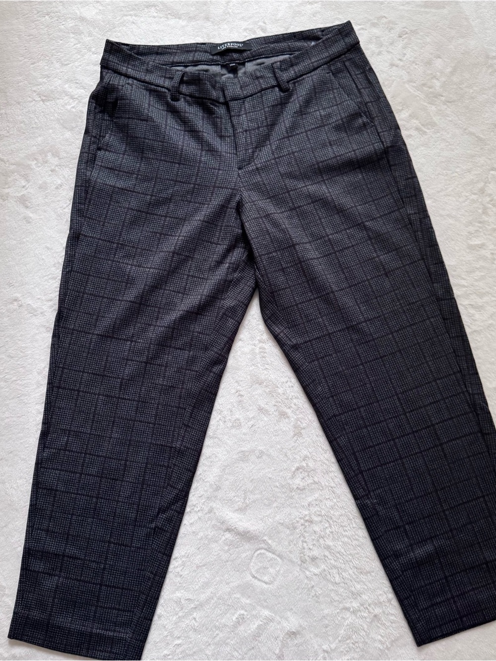 Liverpool Jeans Company Black Plaid Cropped Dress Pants